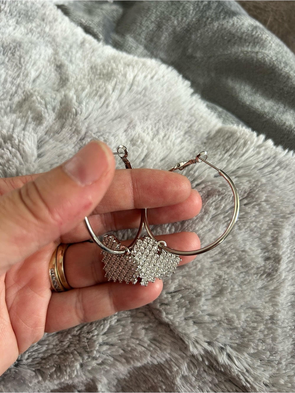 4/$100 Silver-Tone Hoop Earrings with Paved Crystal Cross Charms